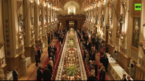 “Guests arriving for lavish State Banquet at Windsor Castle Hosted by King Charles, especially for Trump.”