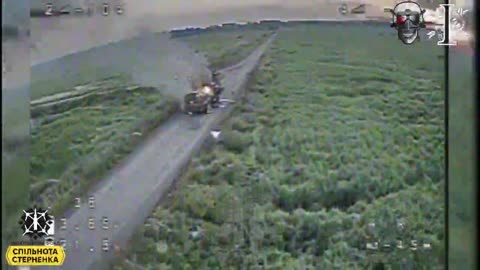 Drone Strikes on Russian Supply Train Leave Burning Vehicles and Soldiers Lining the Roadway