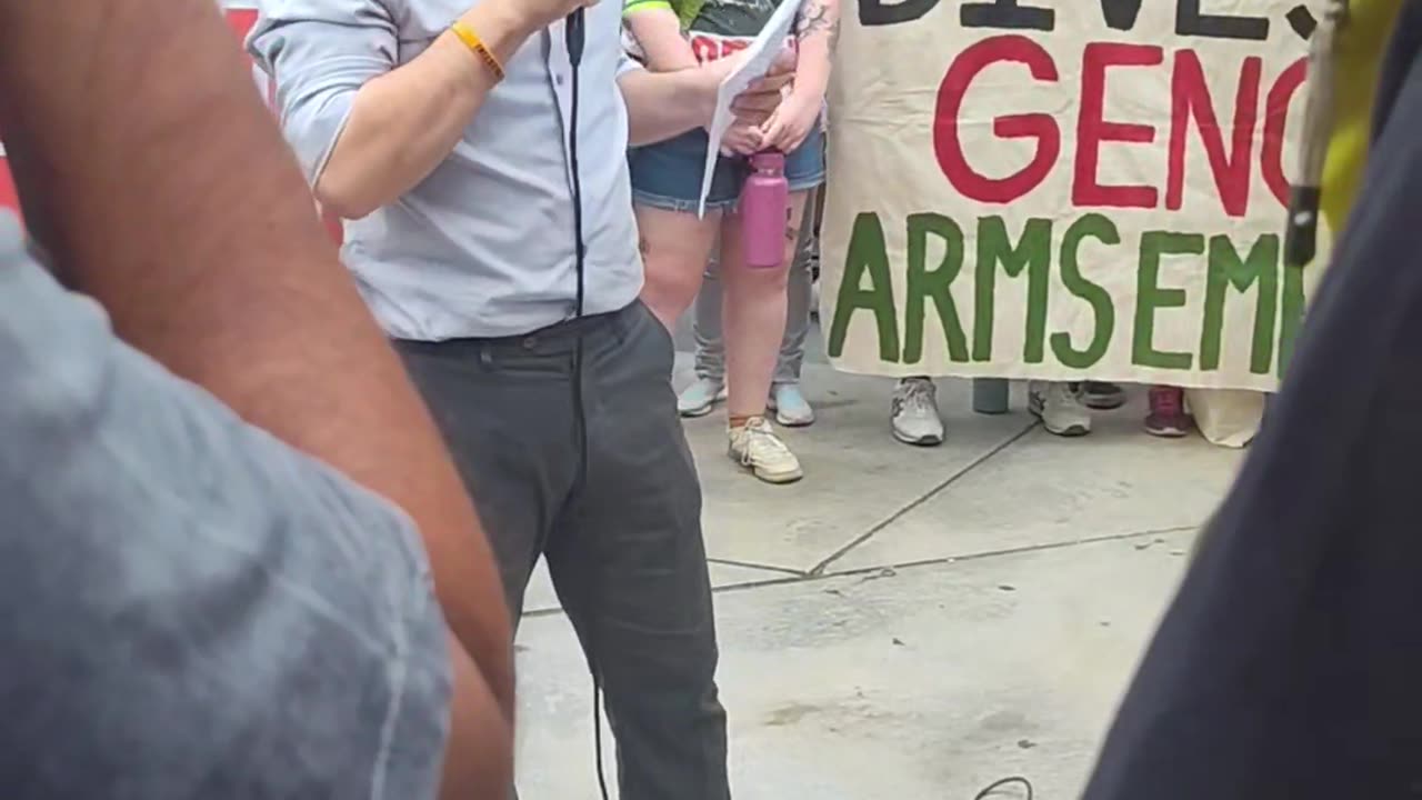 Mahmoud Khalil at the Mass march for humanity.