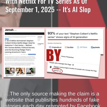 Fact Check: No Evidence Stephen Colbert Signed $13.5 Million Deal With Netflix -- AI Slop