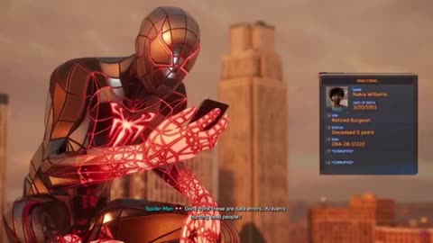 Spiderman game data box is on top of the bridge tower