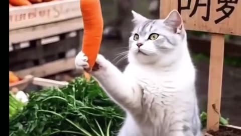 Cute cat working in the field
