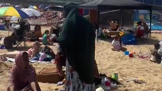 There are almost no British people left on Bournemouth Beach in UK.