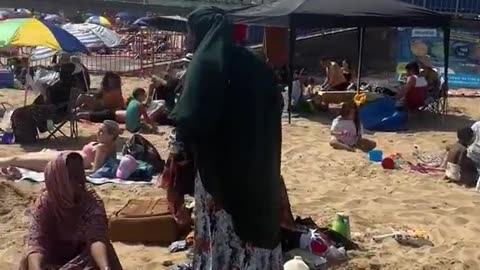 There are almost no British people left on Bournemouth Beach in UK.