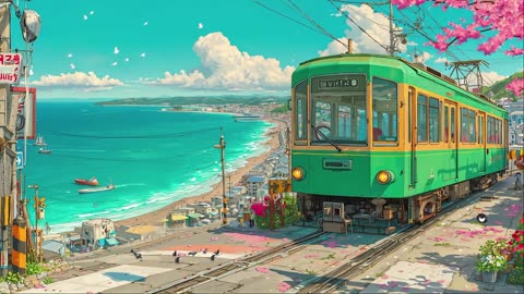 Coastal Lofi Journey 🌊 Peaceful Train Ride | Lofi Playlist for Study, Work & Relaxation
