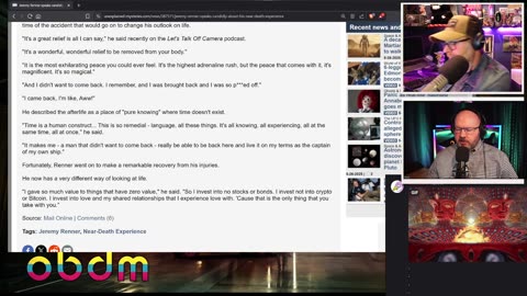 OBDM1297 - Jeremy Renner NDE | DMT Entities | Strange News