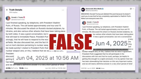 Fact Check: President Trump Did NOT Delete Truth Social Post About Call With President Putin