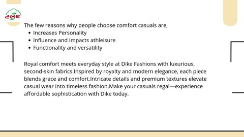 Royal Comfort: Elevate Your Casual Look with Dike Fashions