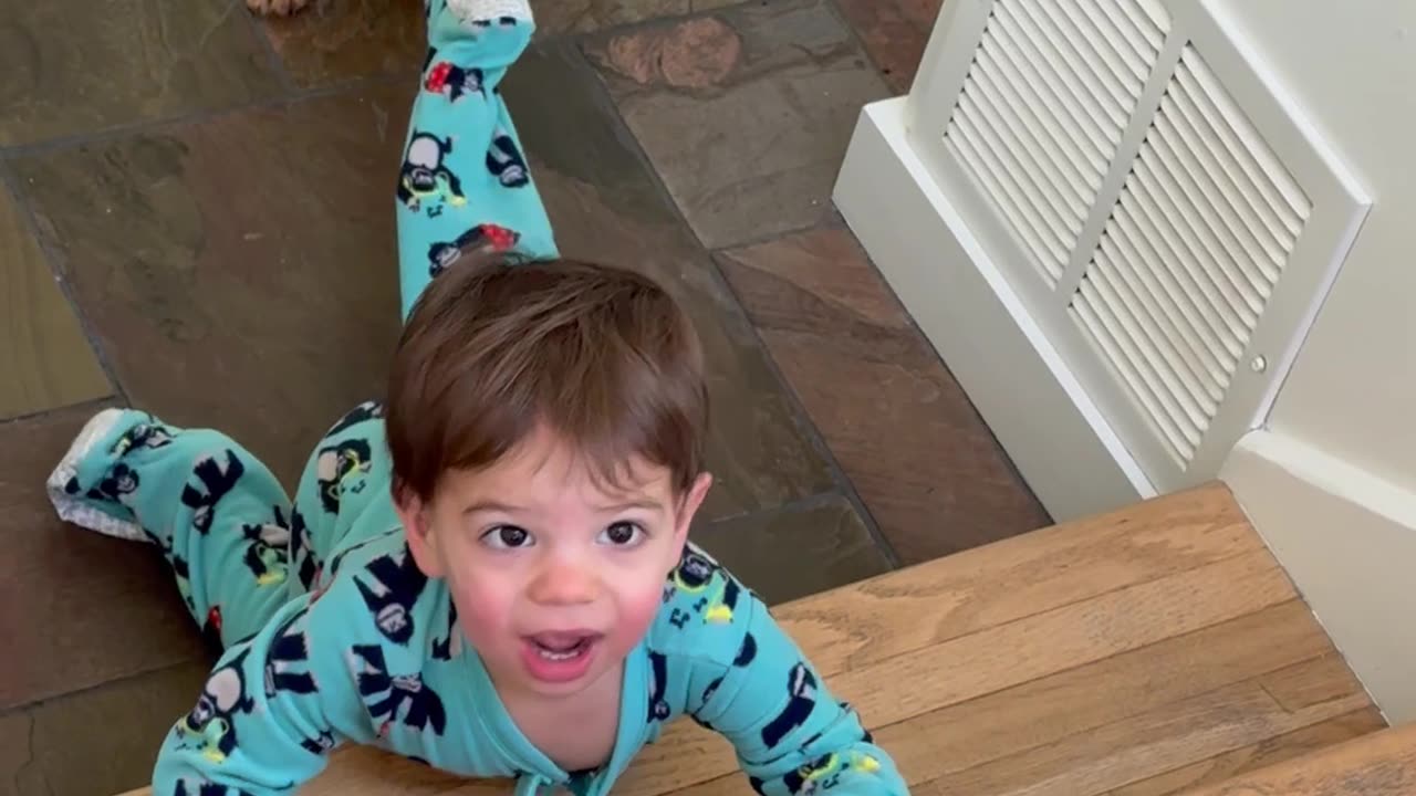 Toddler No Match For Puppy's Playing