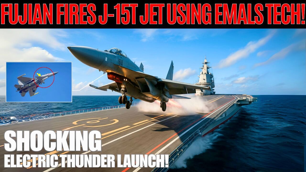 Major Leap! : China’s Fujian Carrier Successfully Launches J-15T Using EMALS!