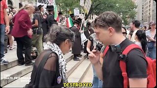 Posted by Trump - Nate Friedman: Deranged leftist, Soros paid protestor wants to destroy Israel...