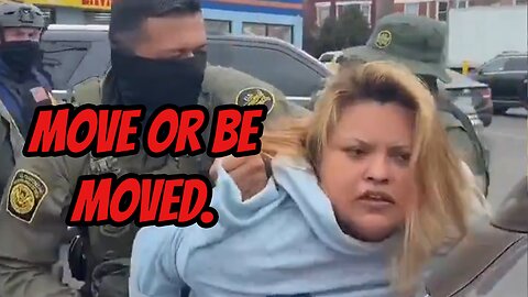 WOMAN ARRESTED AFTER BLOCKING ICE