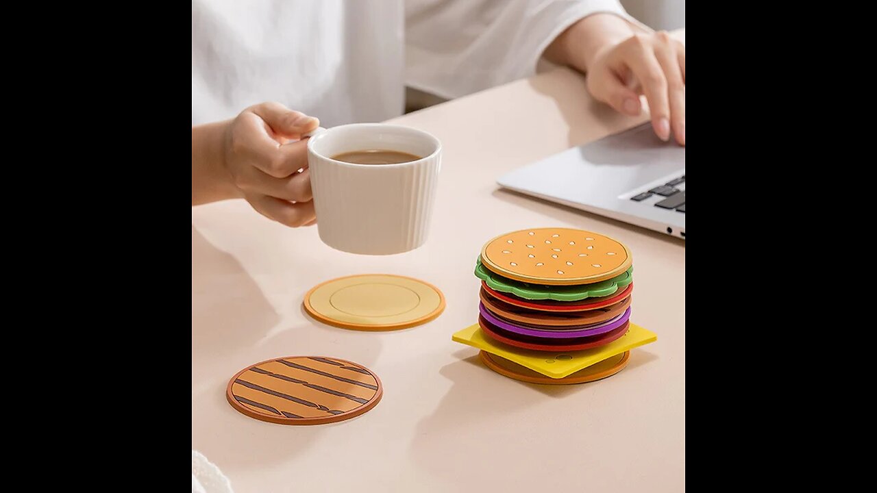 Creative Layered Design Burger-Shaped Insulated Coaster Set