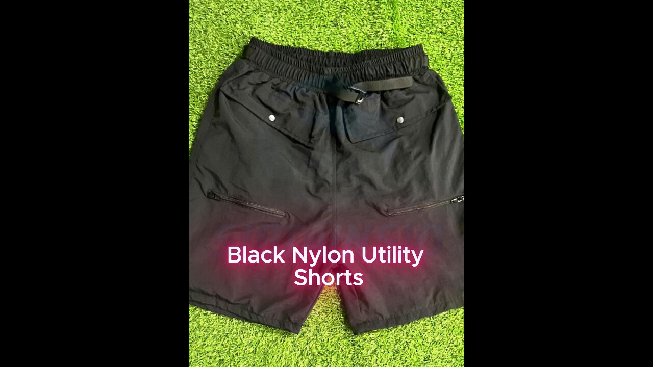 Black Nylon Shorts with Zipper Pockets
