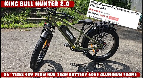 Kingbull Hunter 2.0 70LB Aluminum 750W 15ah battery Mountain Fat Tire Electric Bike REVIEW