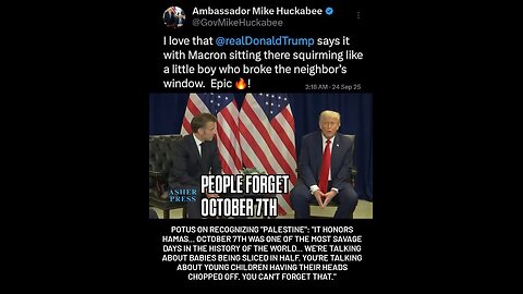 President Trump on recognizing a Palestine: "It honors Hamas...People forget October 7th