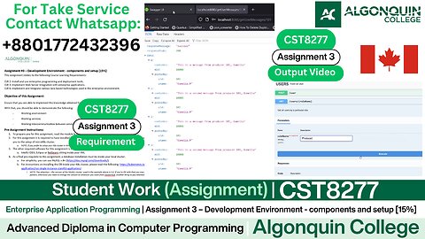 Student Work (𝐀𝐬𝐬𝐢𝐠𝐧𝐦𝐞𝐧𝐭 𝟑) | 𝐂𝐒𝐓𝟖𝟐𝟕𝟕 Enterprise App with OAuth & UUID | Algonquin College Ottawa
