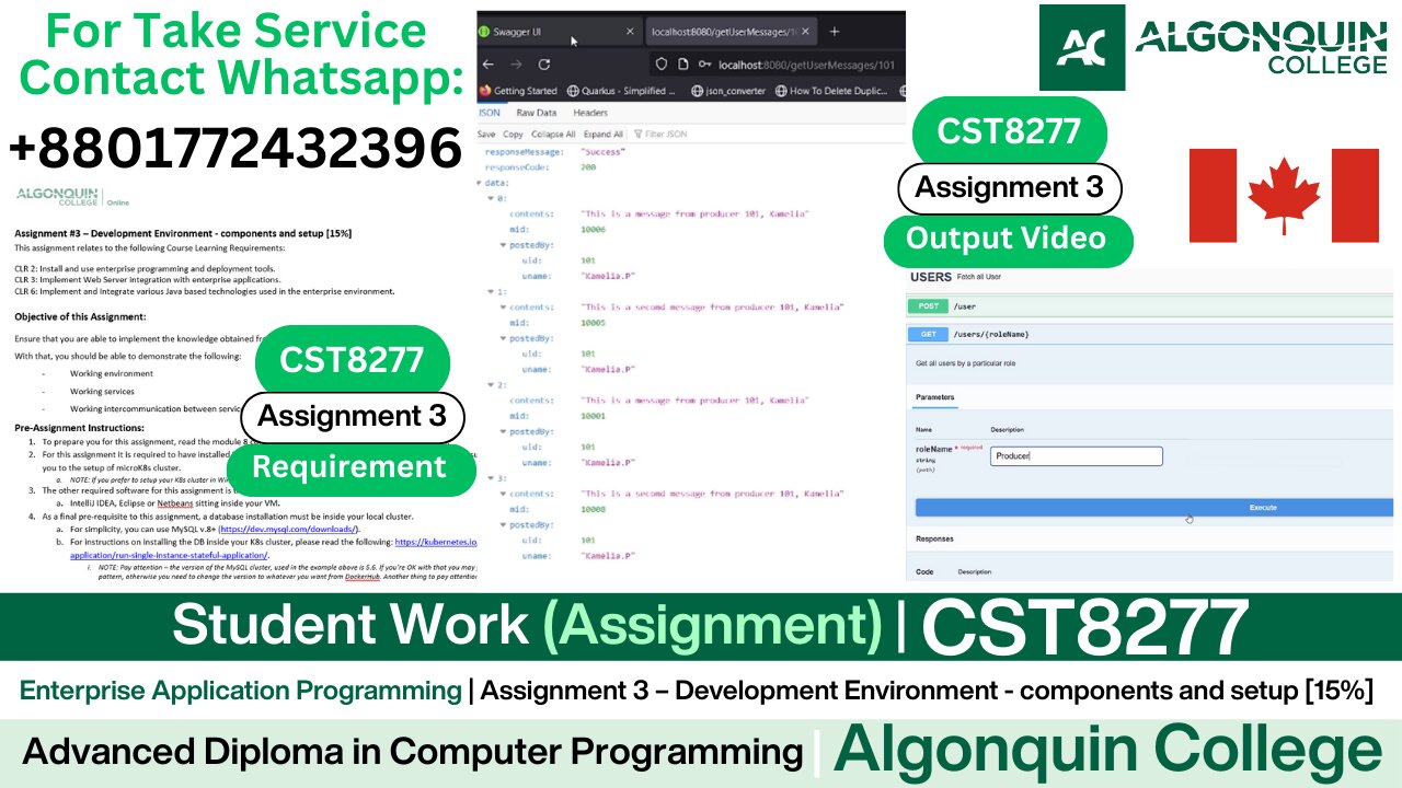 Student Work (𝐀𝐬𝐬𝐢𝐠𝐧𝐦𝐞𝐧𝐭 𝟑) | 𝐂𝐒𝐓𝟖𝟐𝟕𝟕 Enterprise App with OAuth & UUID | Algonquin College Ottawa