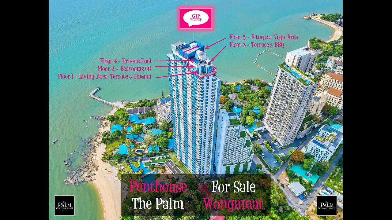 PENTHOUSE The Palm Wongamat, Pattaya, Thailand, THB 155,000,000, 4 Bedroom, For Sale