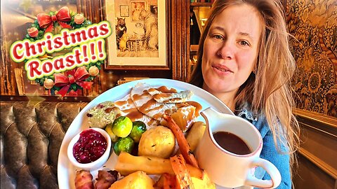 American Tries British Christmas Dinner! Mind Blown by Sticky Toffee Pudding!