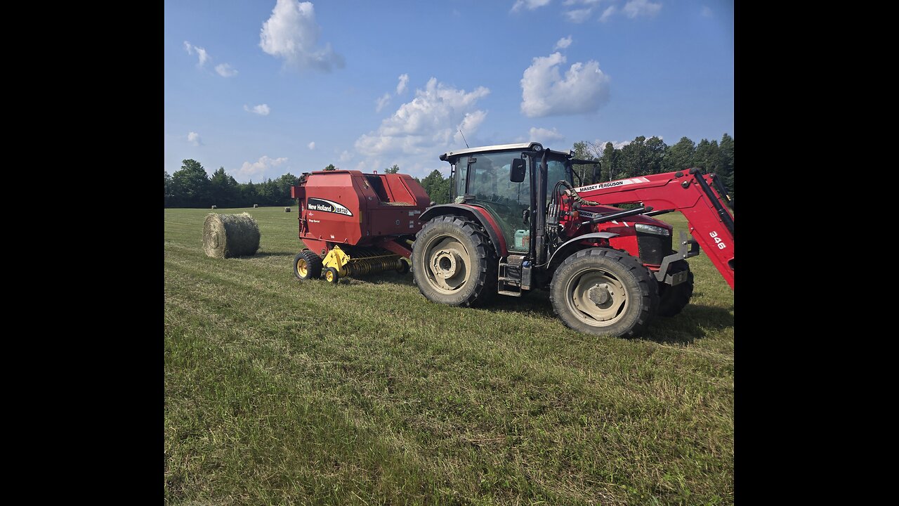 Round Baling Hay in July