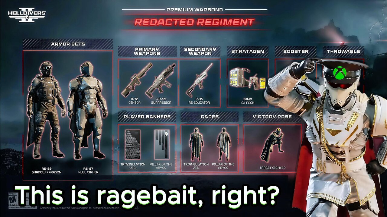 The new Redacted Regiment Warbond in Helldivers 2 is pure ragebait