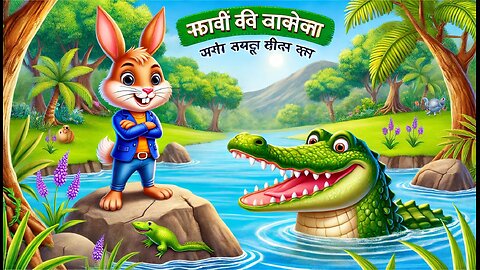 चतुर खरगोश और लालची मगरमच्छ 🐰🐊 | Moral Story for Kids | Hindi Kahani | Bedtime Stories