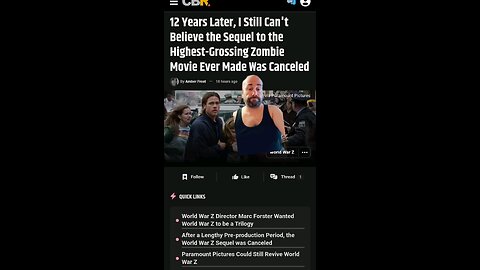 World War Z sequel was cancelled......wow, what a shocker.
