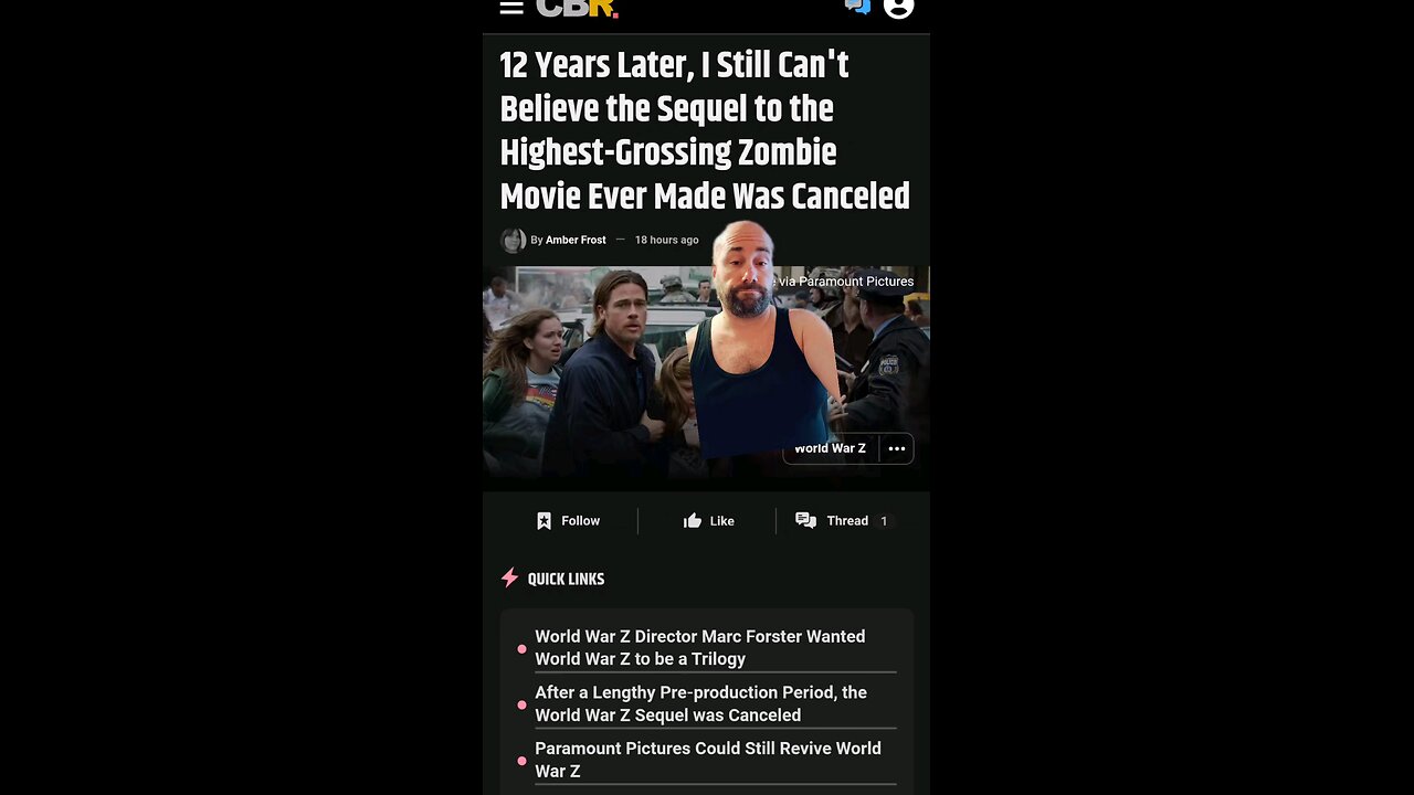 World War Z sequel was cancelled......wow, what a shocker.