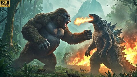 King Kong vs. Godzilla: Epic Battle of Giants on Skull Island! 🔥🦍🦖