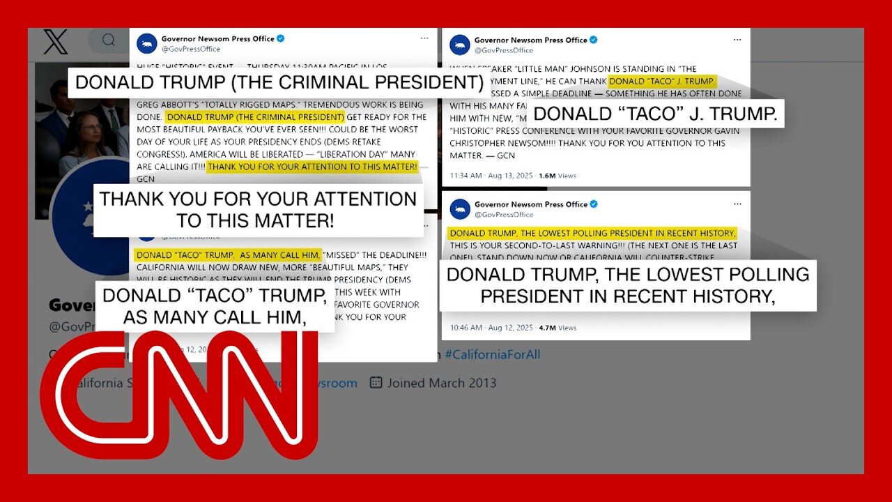 Newsom trolls Trump by mimicking all-caps posts