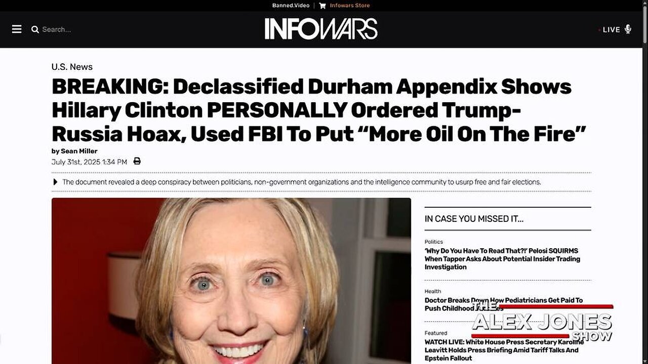 Declassified Durham Appendix Shows Hillary Clinton PERSONALLY Ordered Trump-Russia Hoax.