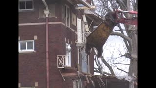 April 22, 2003 - Demolition of DePauw University's Rector Hall Begins
