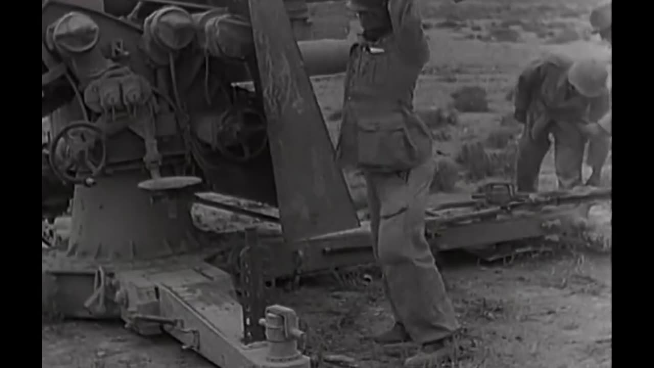 88mm flak battery in action against ground forces no sound