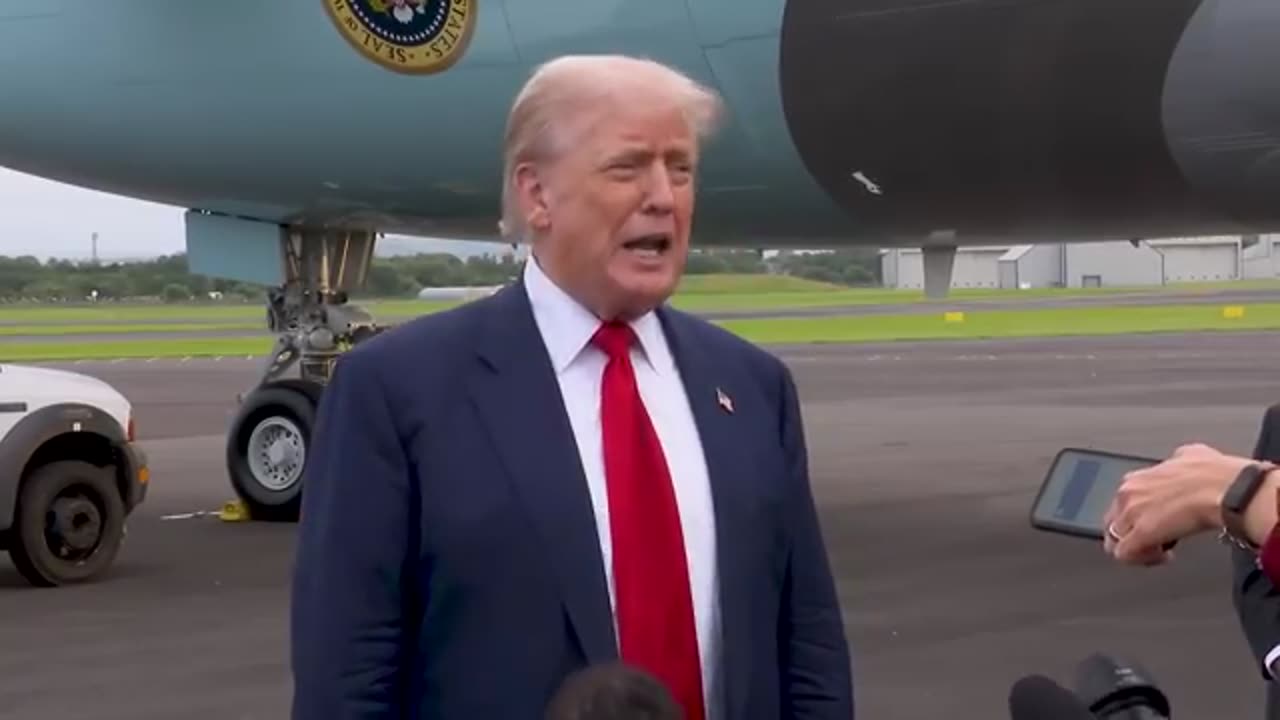 Trump Trump Arrives Prestwick, UK and Departs En Route Turnberry, Scotland