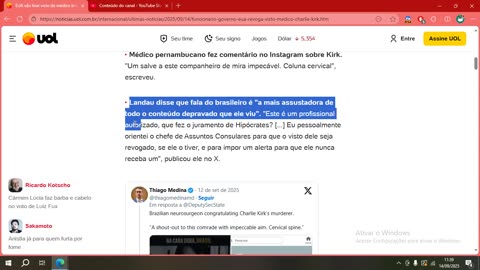 EUA vão tirar visto de médico brasileiro que celebrou morte de Kirk