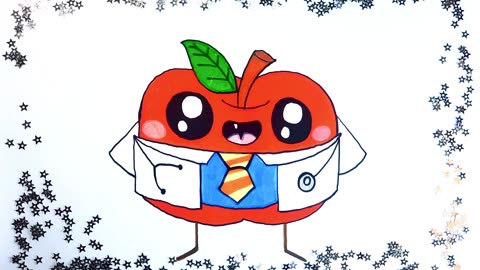 Draw the Apple Doctor 🍎🩺 | Easy Kawaii Drawing