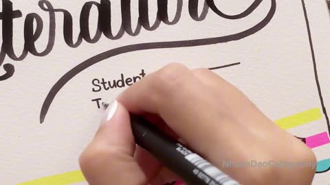 DIY Simple Front Page Ideas For School Project - Literature | Cover page design NhuanDaoCalligraphy