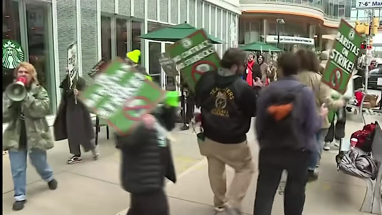Starbucks union workers strike on Red Cup Day