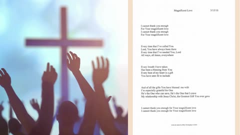 Magnificent Love, Lyrics from the My Eternity Worship Album
