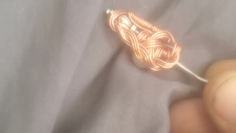 Copper Wirewrap Spoon Pendant W/Fake Pearl
