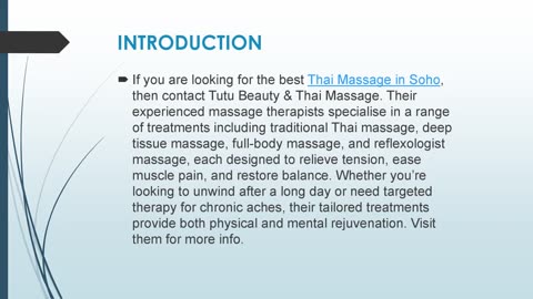 Best Thai Massage in Soho