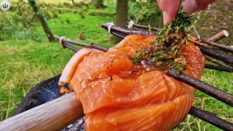 Buscraft SALMON best option for Camping ASMR Campfire Cooking