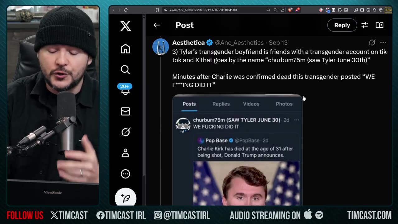 Charlie Kirk Assassinated By Trans Terror Cell, FBI Investigating Says Report | Tim Pool