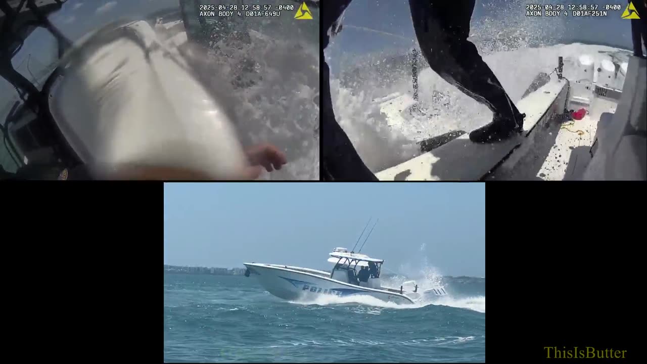 Video shows Sarasota police officer jumping onto and stopping a moving unmanned boat