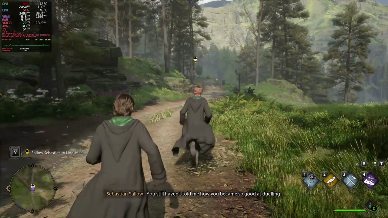 Hogwarts Legacy on linux rx 6700 xt 1440p (free till 18th of december)