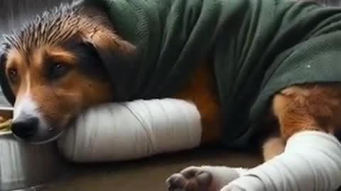 Dog with broken leg