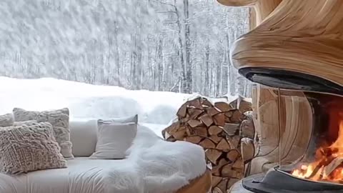 Cozy relaxing snowing
