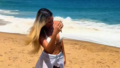 Lovely drressed at the beach