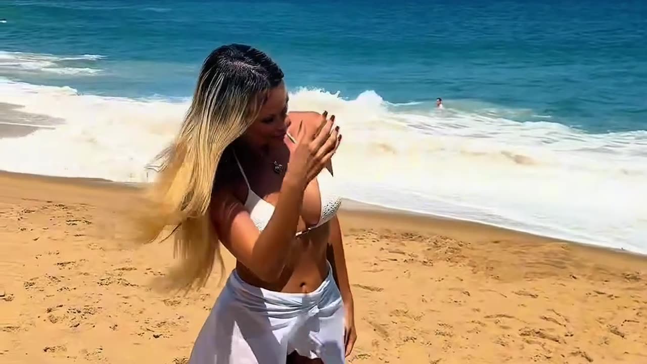 Lovely drressed at the beach